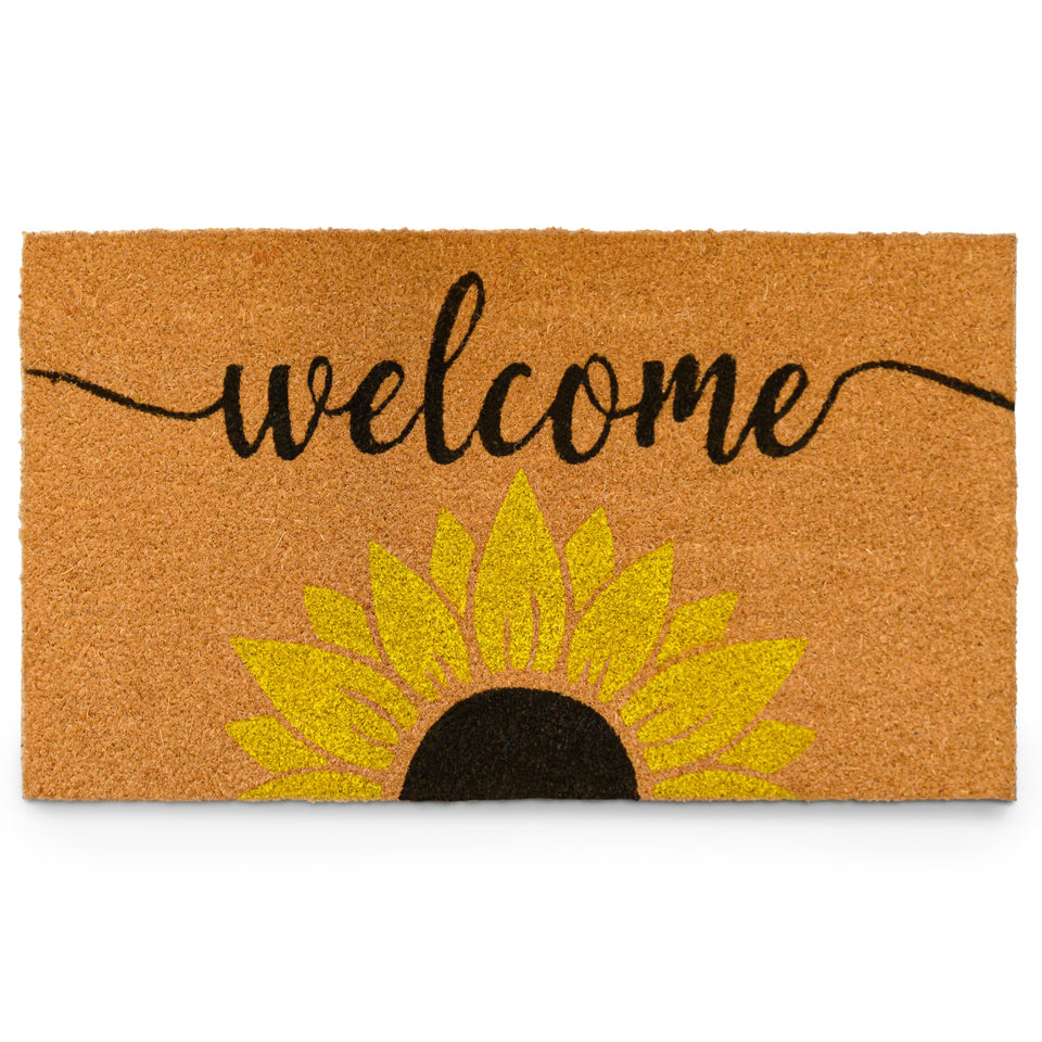 MAINEVENT sunflower welcome mat front view adds cheerful curb appeal
