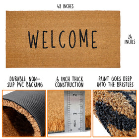 MAINEVENT Welcome Long Door Mat double-door setup adds curb appeal and broad coverage.
