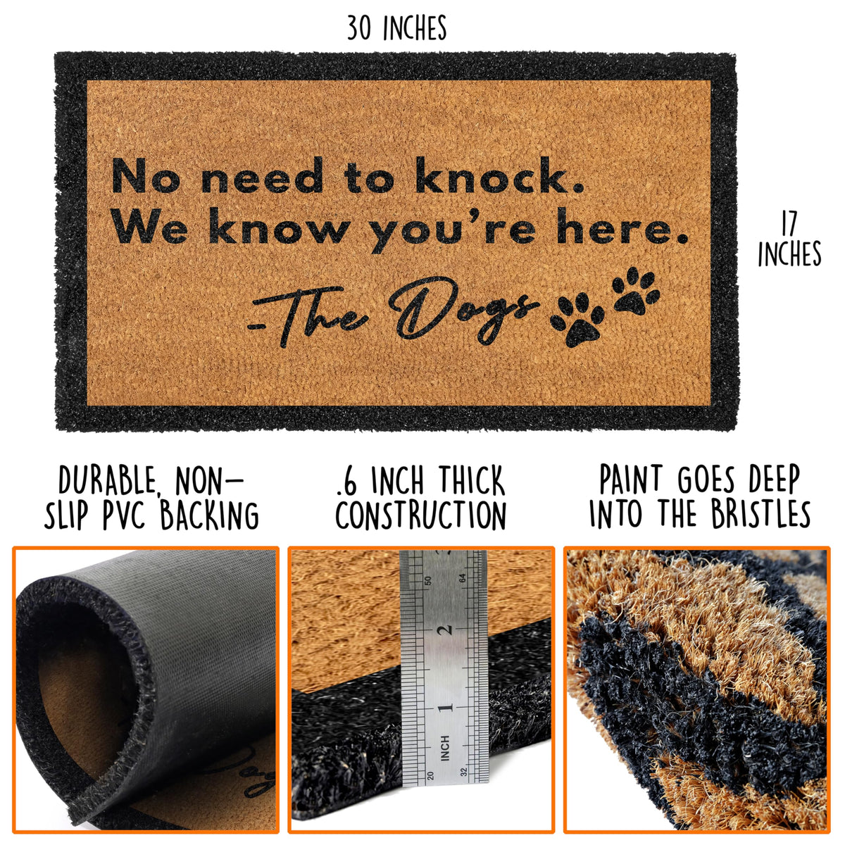 MAINEVENT Welcome mat for dog lovers, front door, durable for covered patios.