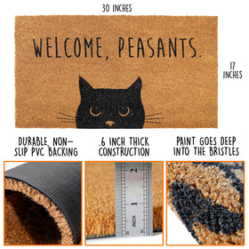 MAINEVENT cat doormat close-up reveals black cat detail and whimsical design.