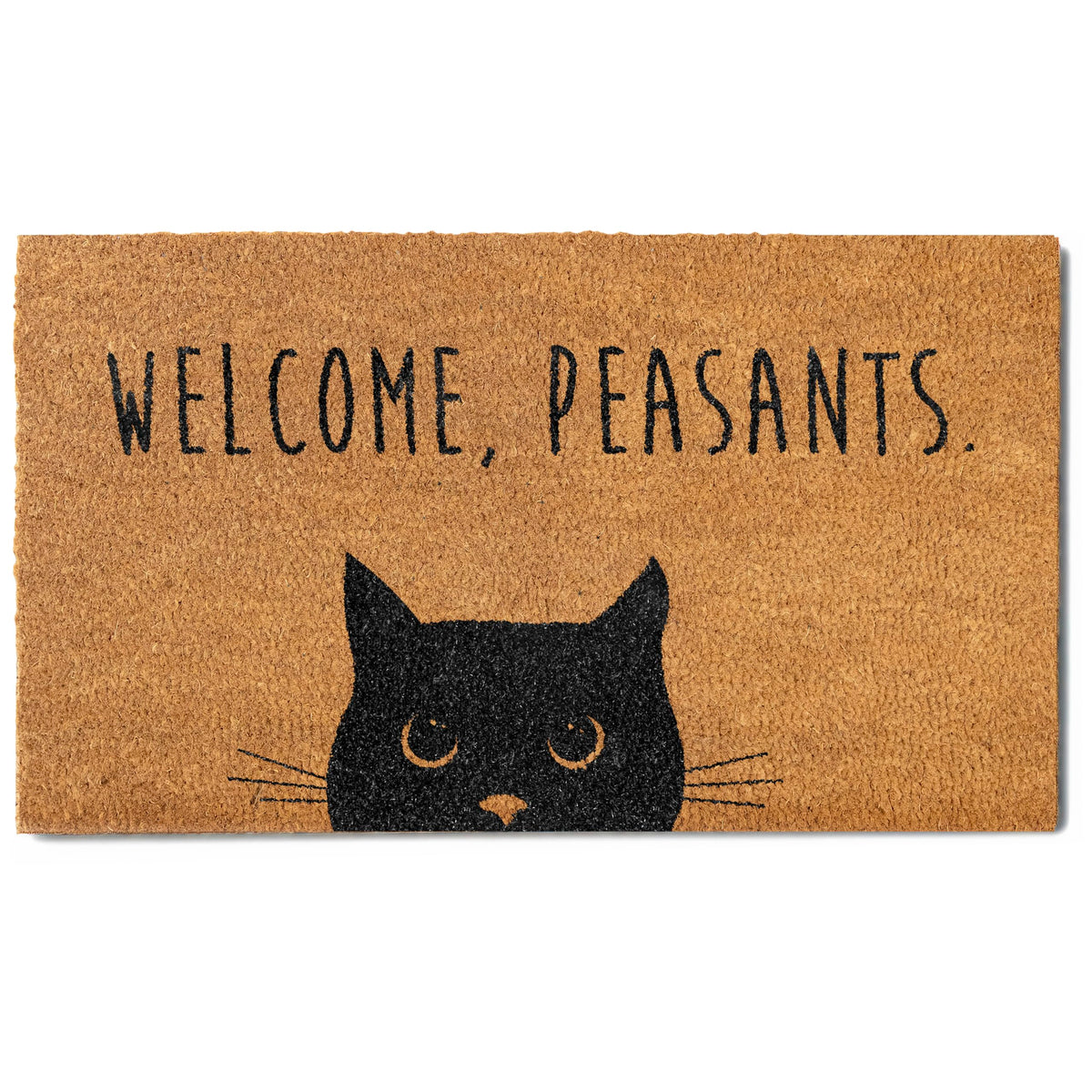 MAINEVENT Welcome Peasants cat doormat at the front entrance adds playful curb appeal.