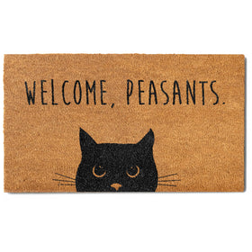 MAINEVENT Welcome Peasants cat doormat at the front entrance adds playful curb appeal.