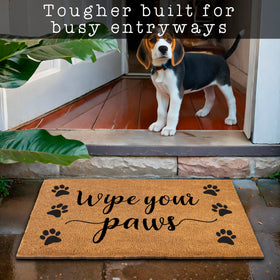 MAINEVENT Wipe Your Paws doormat with non-slip backing keeps guests steady.