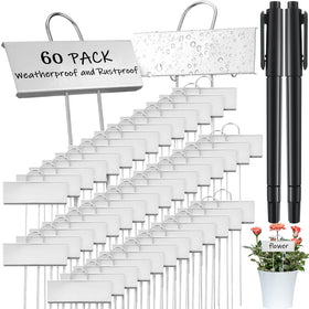 Maitys 60 silver metal plant labels for garden identification and organization.