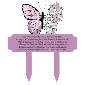 Maitys butterfly grave marker with double-sided printing for outdoor memorial display.