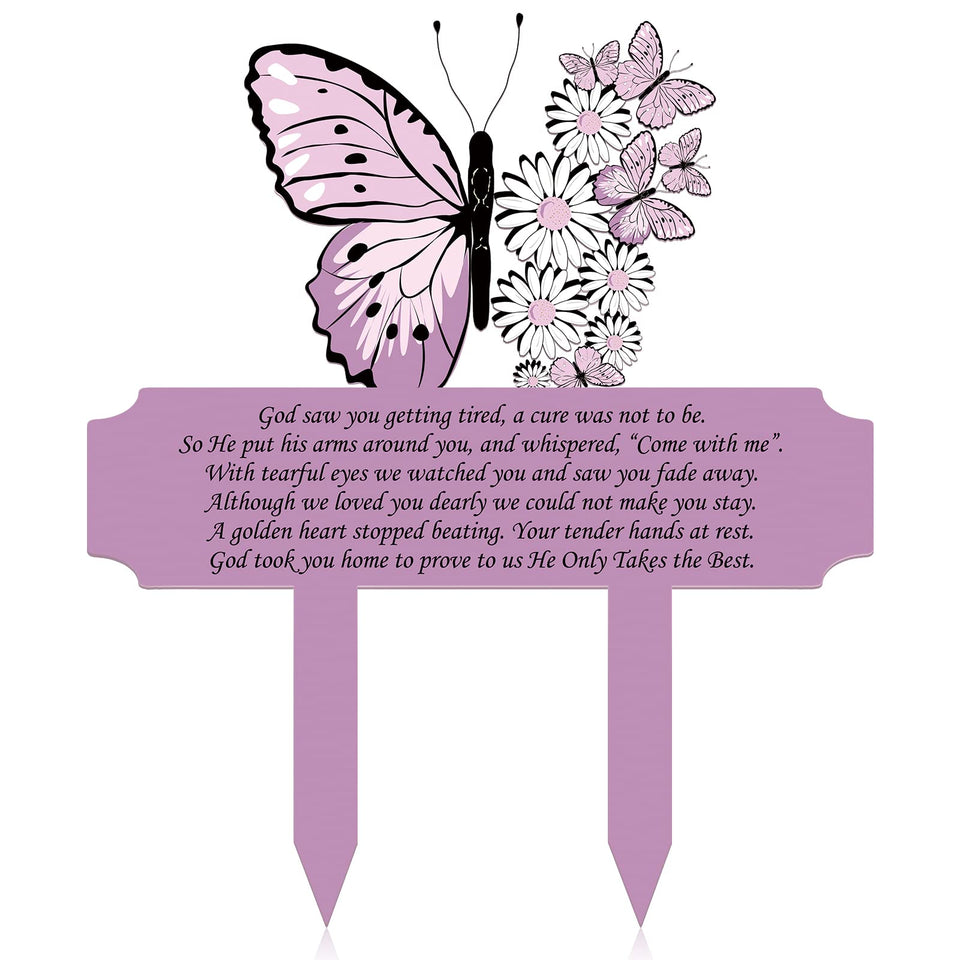 Maitys butterfly grave marker with double-sided printing for outdoor memorial display.