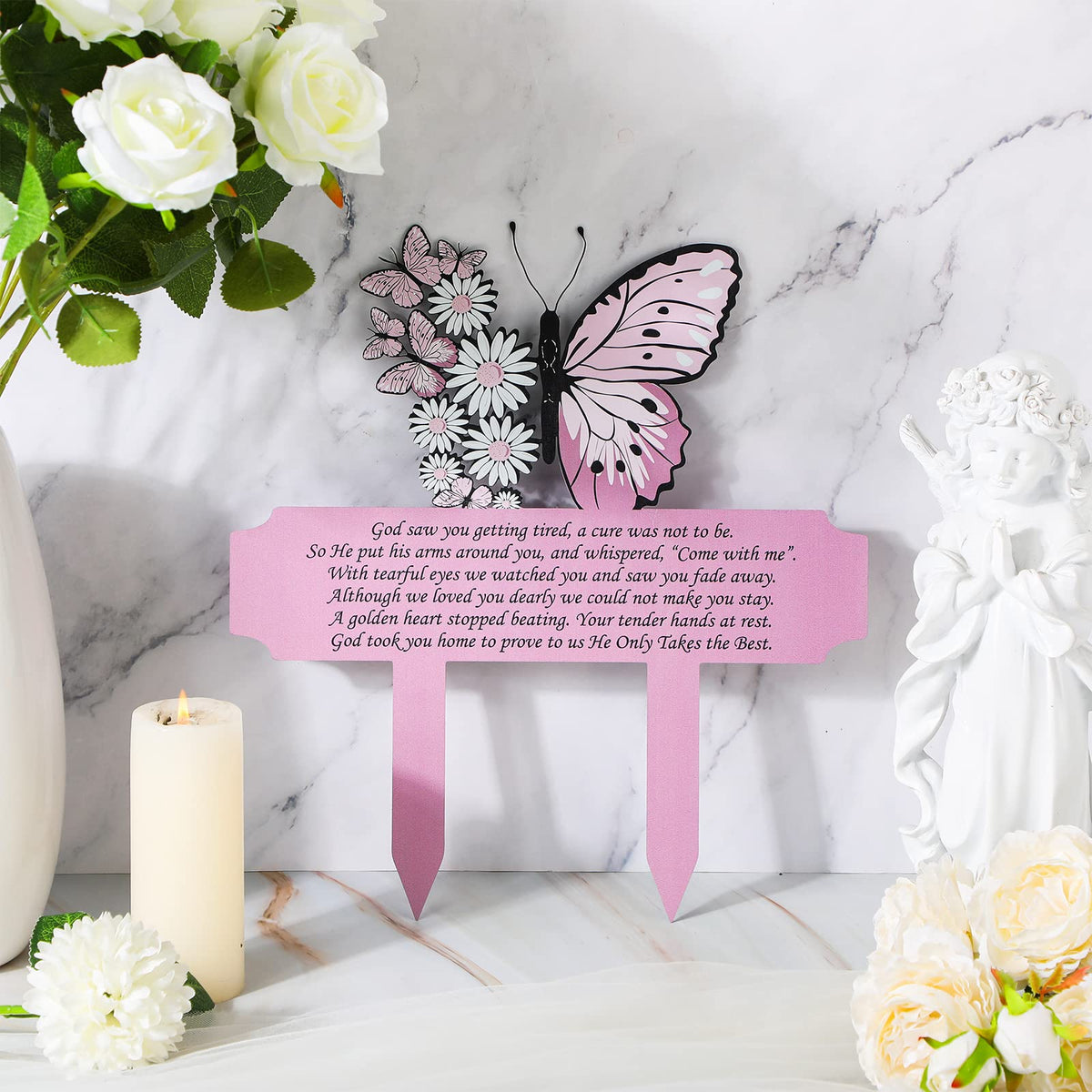Maitys metal grave marker is waterproof and durable for garden decor.