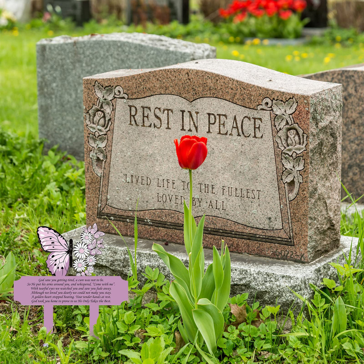 Maitys Mother's Day memorial stake expresses remembrance in outdoor settings.