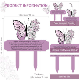 Maitys purple memorial stake highlights a serene cemetery tribute.