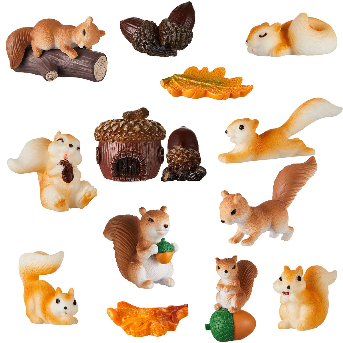 Maitys squirrel figurine with pine cone accents for garden decor