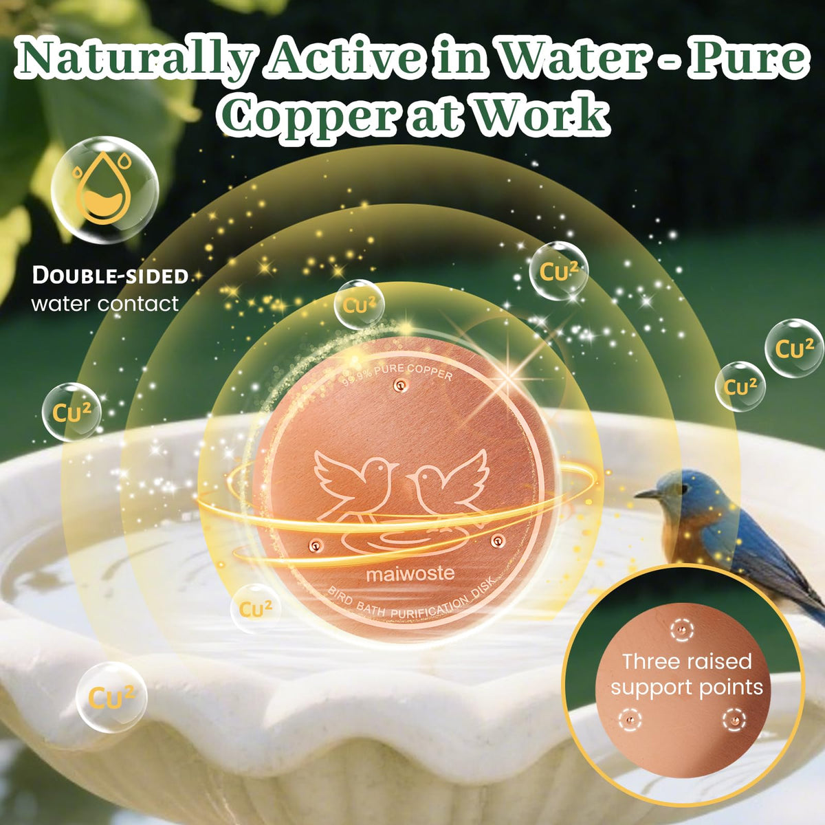 maiwoste water cleaner copper birdbath enhances outdoor use