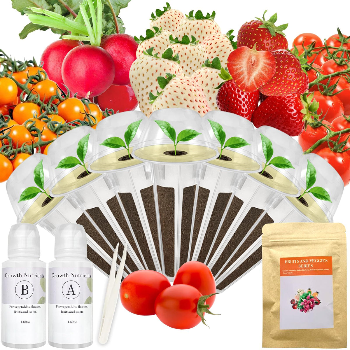 Majero red-strawberry and pineberry seed pod kit full collection ready for home hydroponics