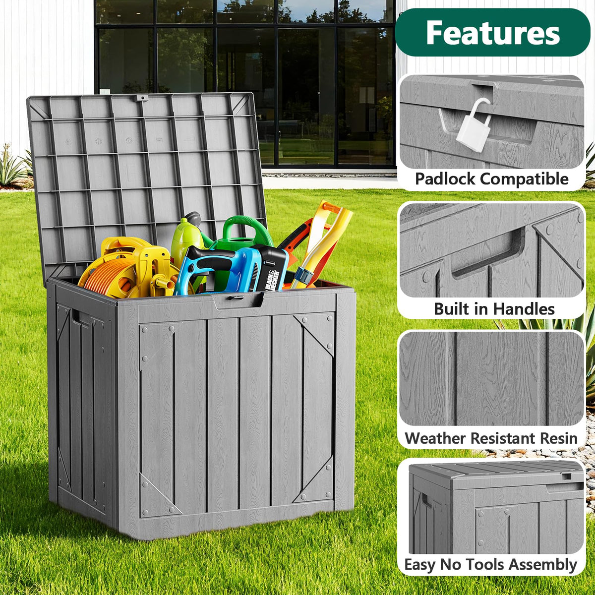 Make Changes 30 Gallon storage box compact-storage helps keep patios neat