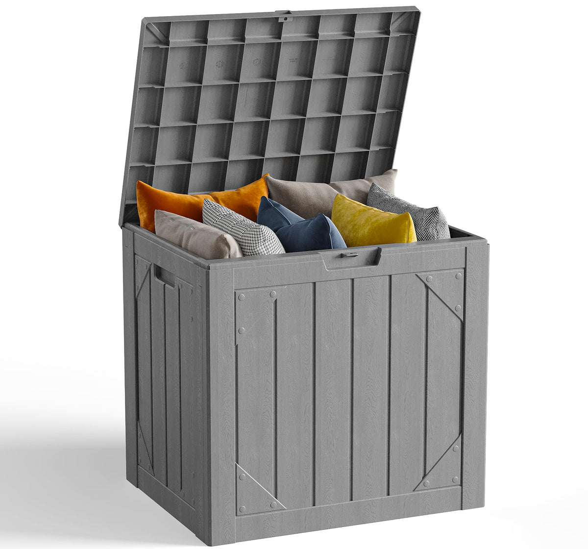 Make Changes 30 Gallon storage box lid enables quick cushion access outdoors