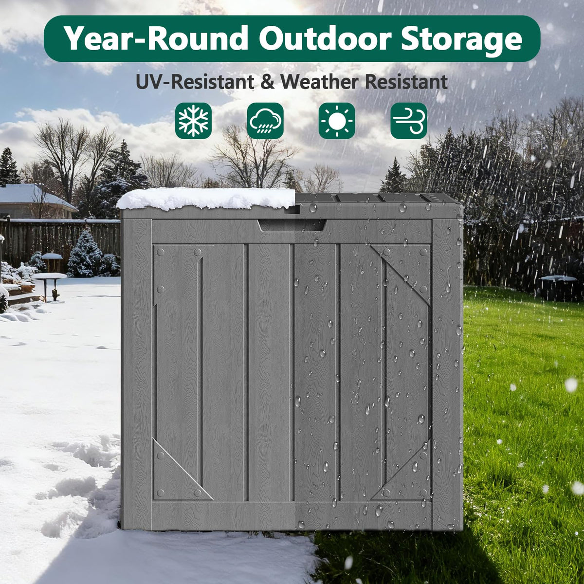 Make Changes 30 Gallon storage box waterproof protects contents from rain and humidity