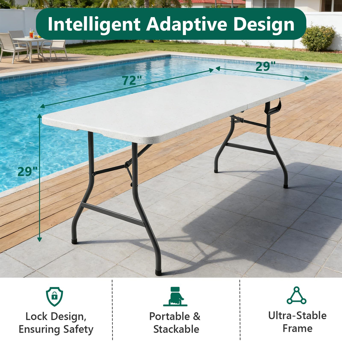 Make Changes 6ft folding table with carry handles for easy transport