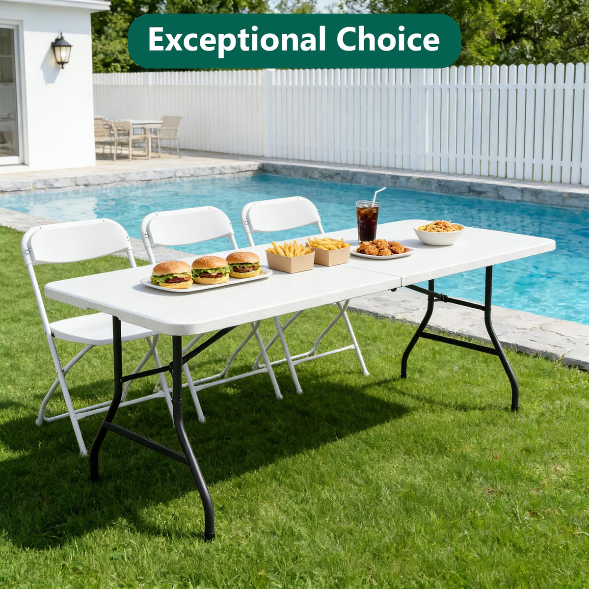 Make Changes 6ft folding table set up as a casual dining or work surface