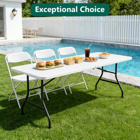 Make Changes 6ft folding table set up as a casual dining or work surface
