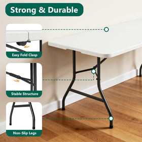 Make Changes 6ft folding table folded compact stored neatly in tight spaces