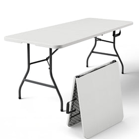Make Changes 6ft folding table open for spacious dining with room for six to eight guests