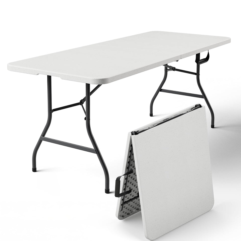 Make Changes 6ft folding table open for spacious dining with room for six to eight guests