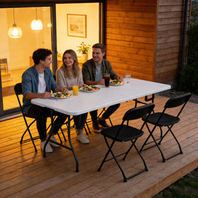 Make Changes 6ft folding table with steel legs for stable indoor and outdoor use