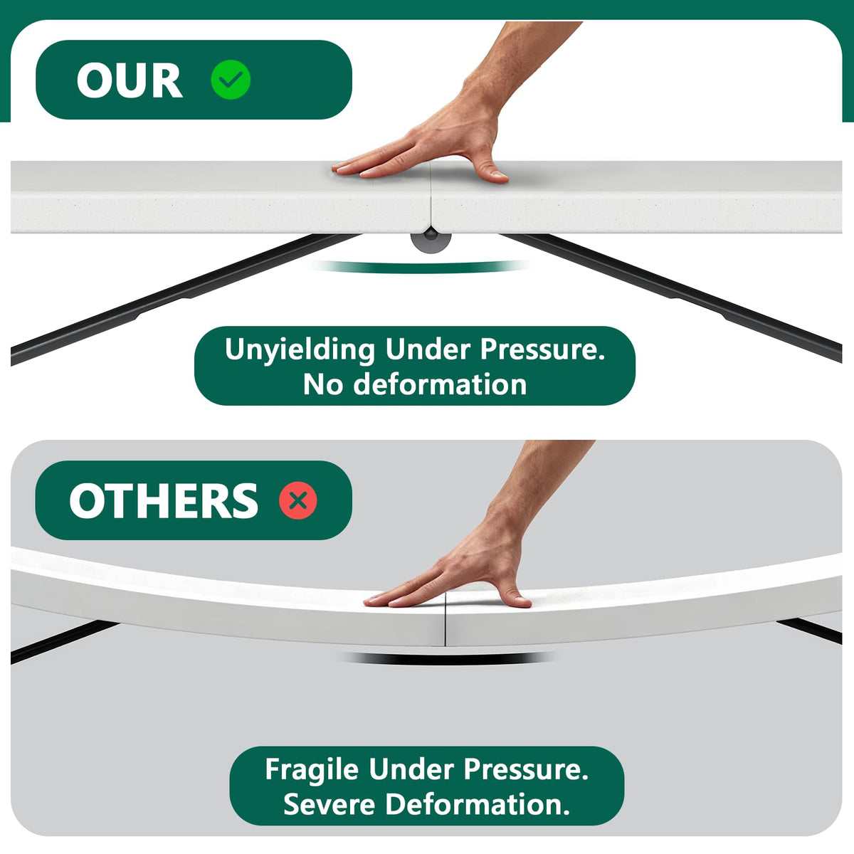 Make Changes 6ft folding table features a waterproof top that cleans quickly