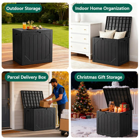 MAKE CHANGES deck box with waterproof lid keeps cushions dry during rain.
