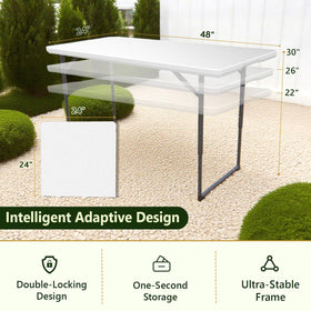 Make Changes folding table with adjustable height for flexible dining positions