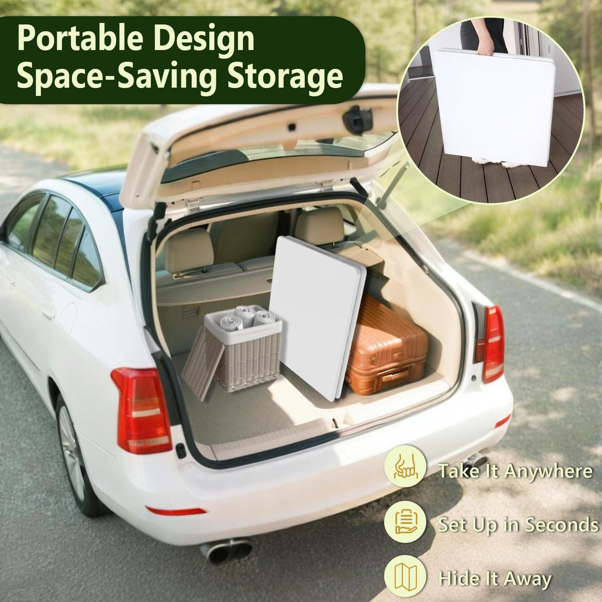 Make Changes folding table outdoor dining setup for picnics and barbecues