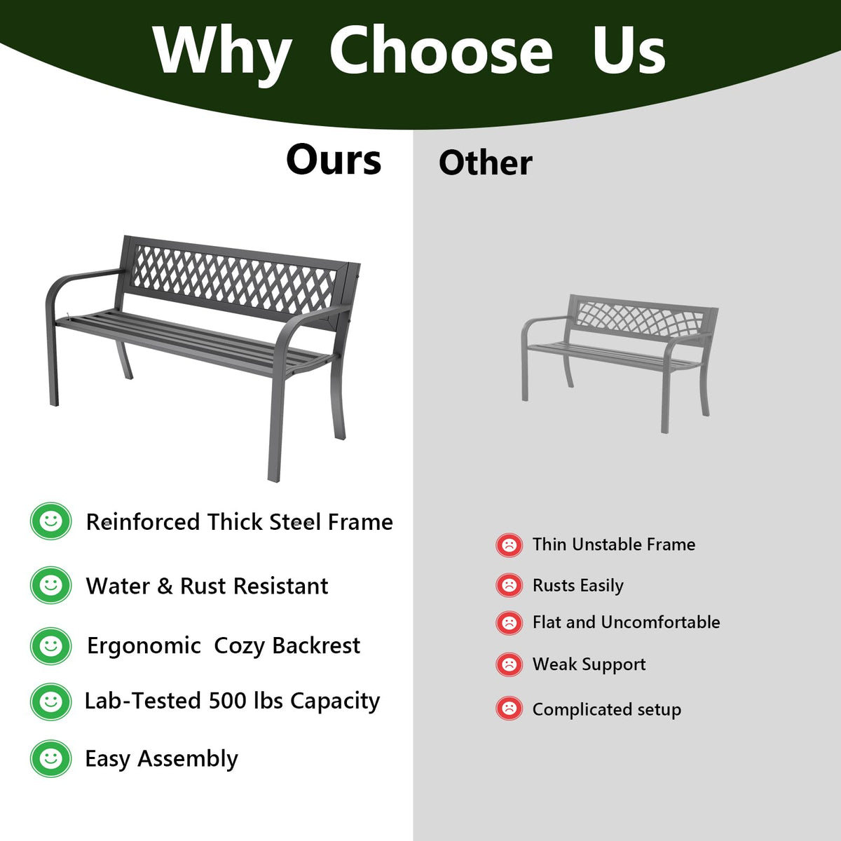 MAKE CHANGES outdoor bench easy-care surface ready to wipe clean