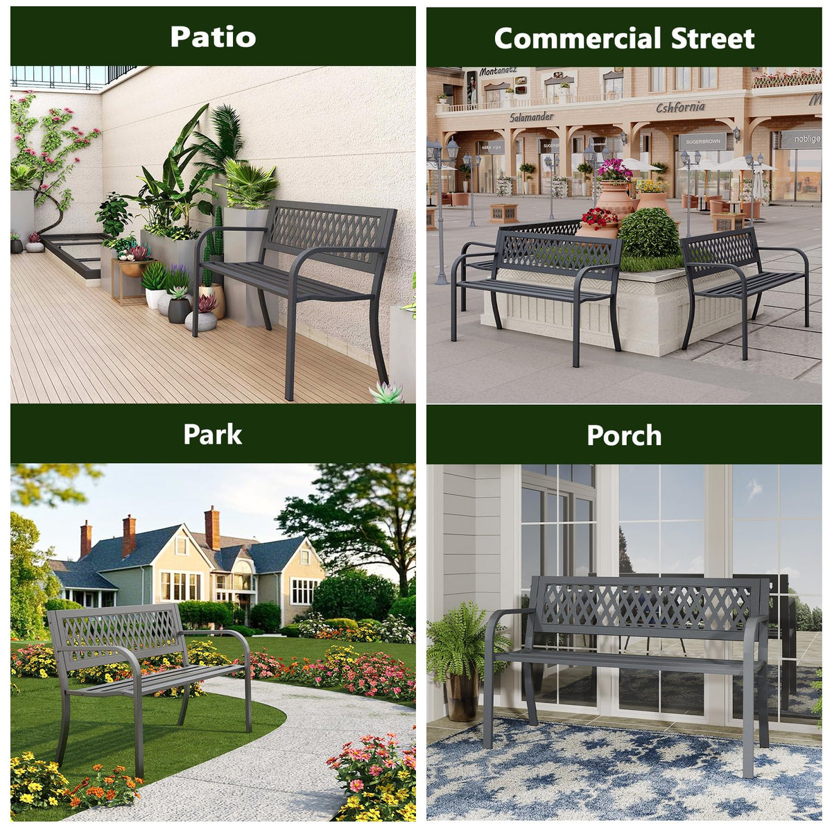MAKE CHANGES outdoor bench rust-resistant finish for weather resistance