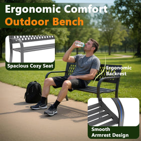 MAKE CHANGES outdoor bench side profile with wide seat for relaxed conversations
