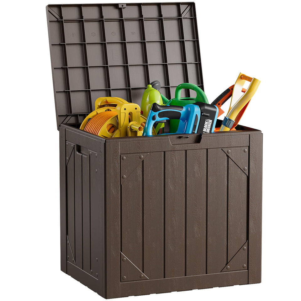 MAKE CHANGES outdoor storage box with closed lid for weatherproof storage