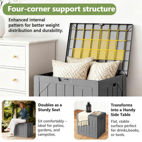 MAKE CHANGES outdoor storage box lid slow-close prevents slams for safety.