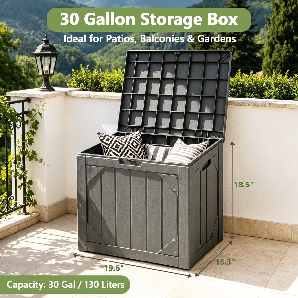 MAKE CHANGES outdoor storage box waterproof seal protects cushions from rain and humidity.