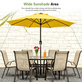 MAKE CHANGES umbrella crank closeup showing smooth operation for easy shading
