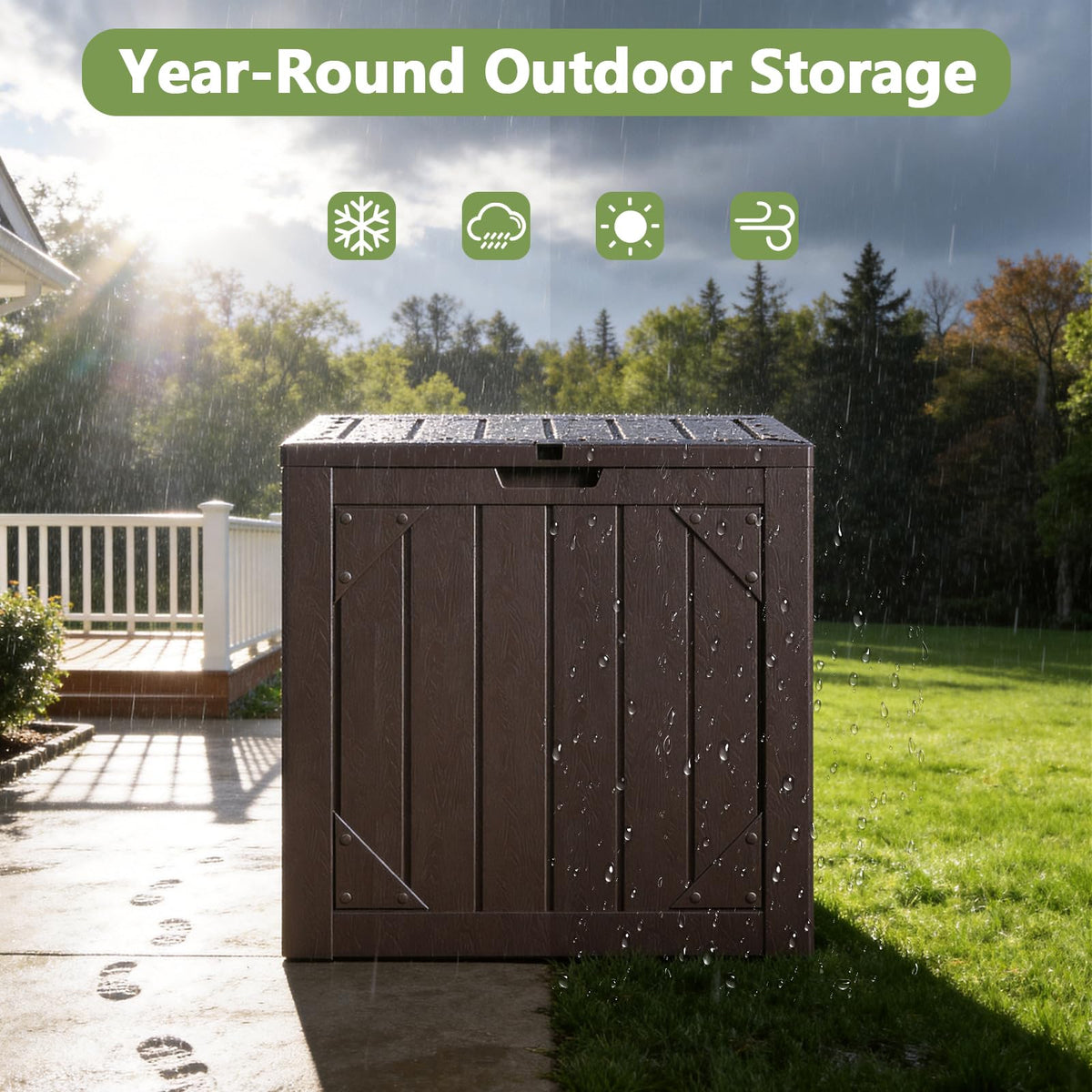 MAKE CHANGES waterproof resin deck box guarding cushions and tools