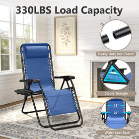 Make Changes Zero Gravity Chair blue 26-inch wide seat for roomy comfort.
