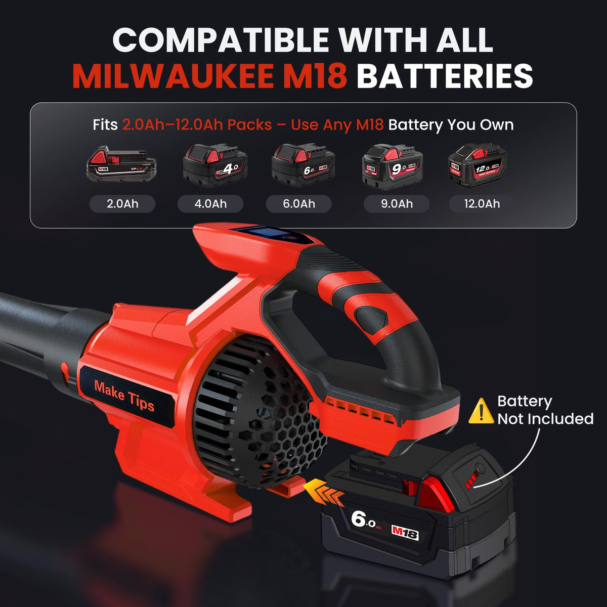 MakeTips brushless motor delivers up to 715 CFM for fast debris clearing