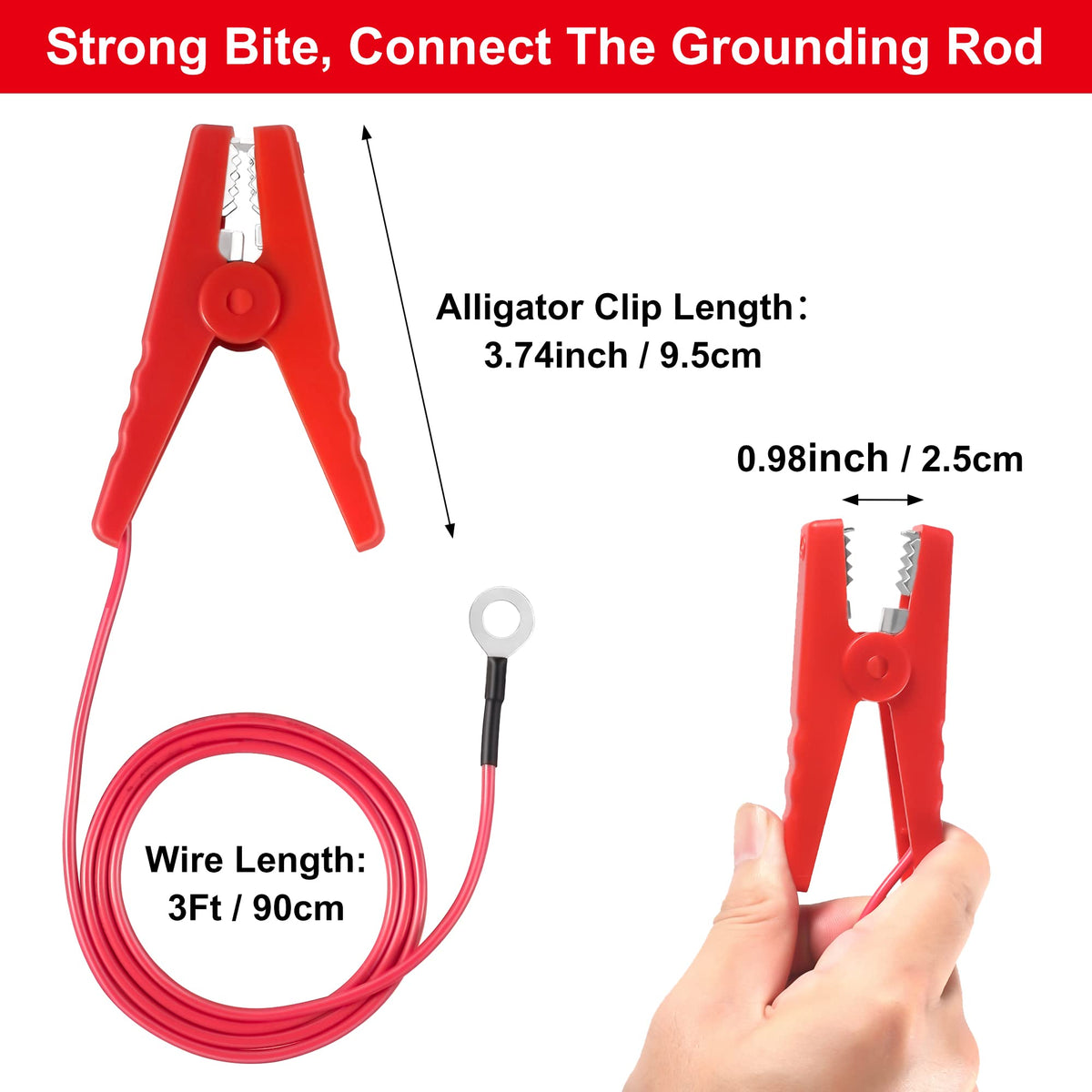 Makevivi two alligator clips set designed for outdoor fencing and secure grounding.