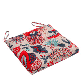 Makimoo 17x17 blue-red leaves cushion with ties secures dining chairs