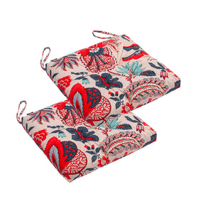 Makimoo outdoor seat cushion with blue leaf pattern for comfortable patio lounging