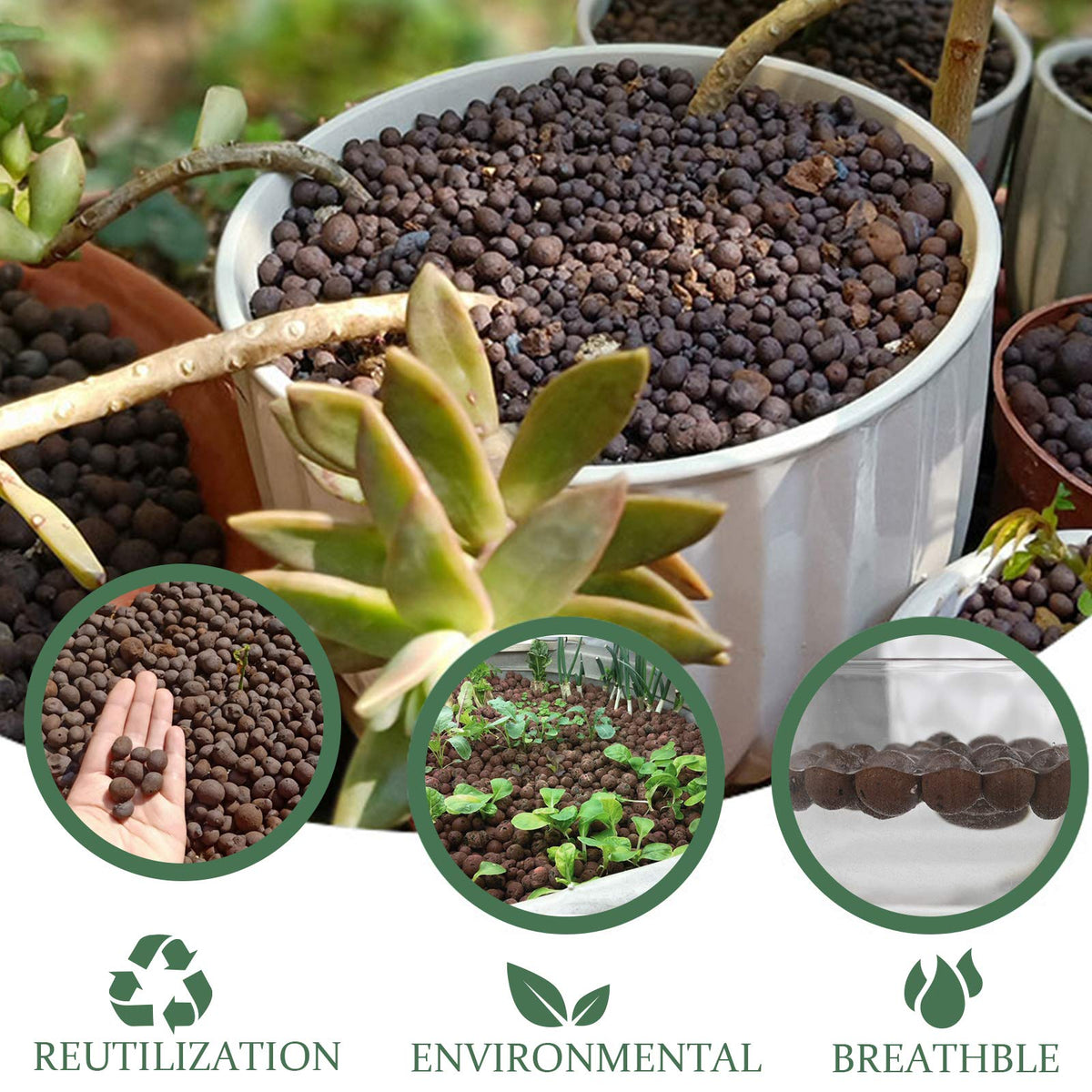 Malifea Leca pebbles are reusable after cleaning for sustainable gardens