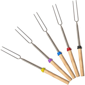 MalloMe Smores Sticks with 32-inch extendable design for safe campfire roasting.