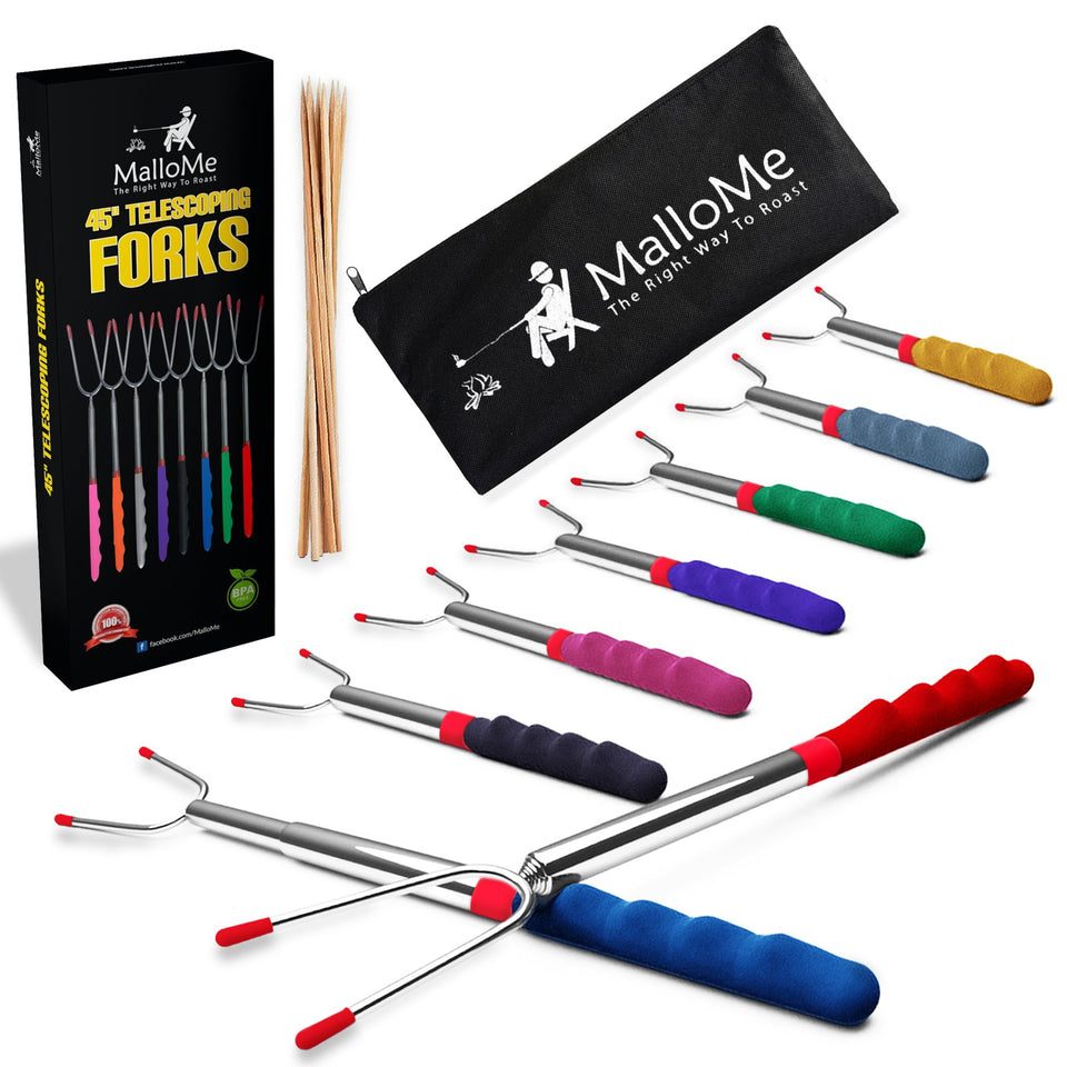 MalloMe Smores Sticks 45 inch extendable design for safe campfire roasting
