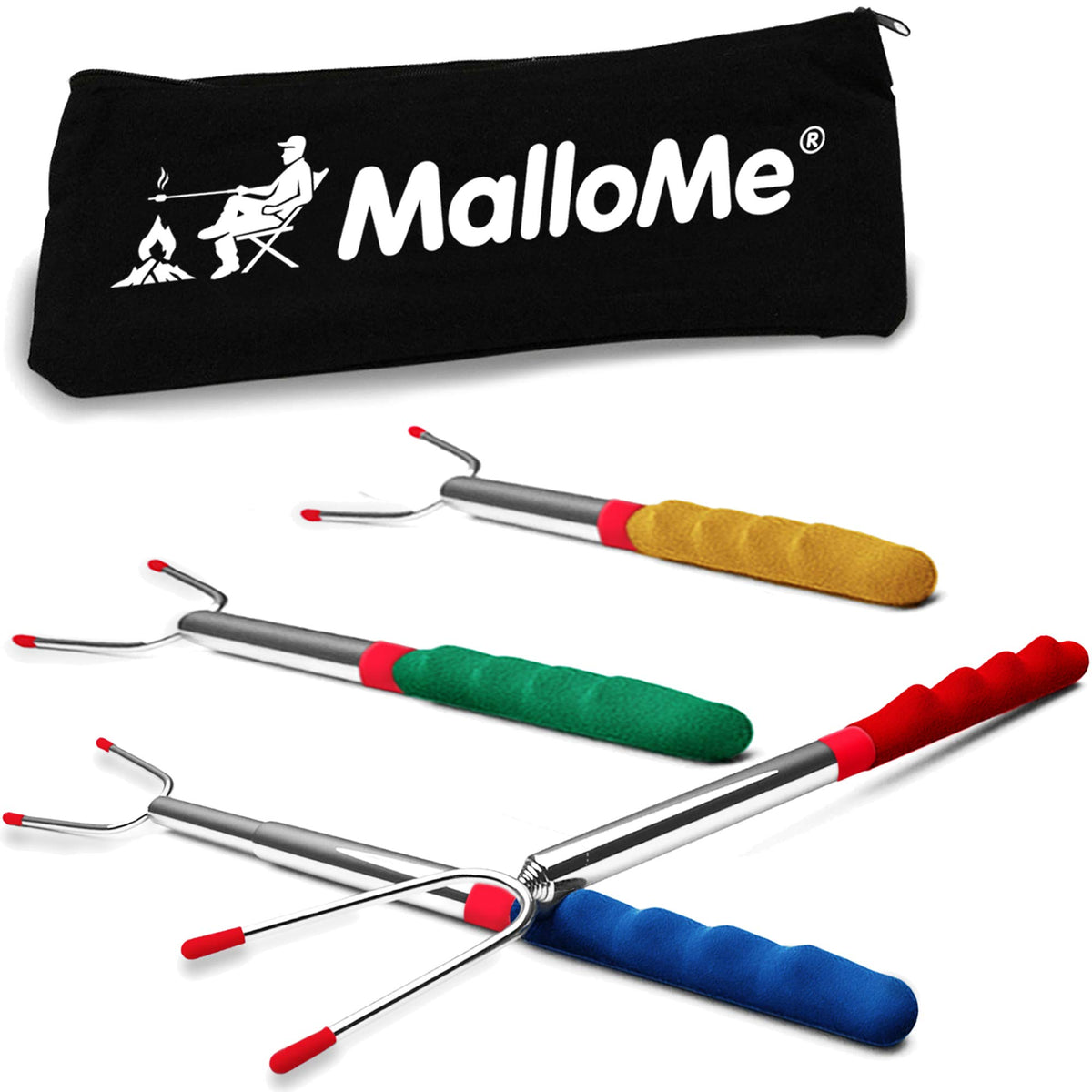 MalloMe Smores Sticks 45 inch extendable roasting for safer campfire fun.