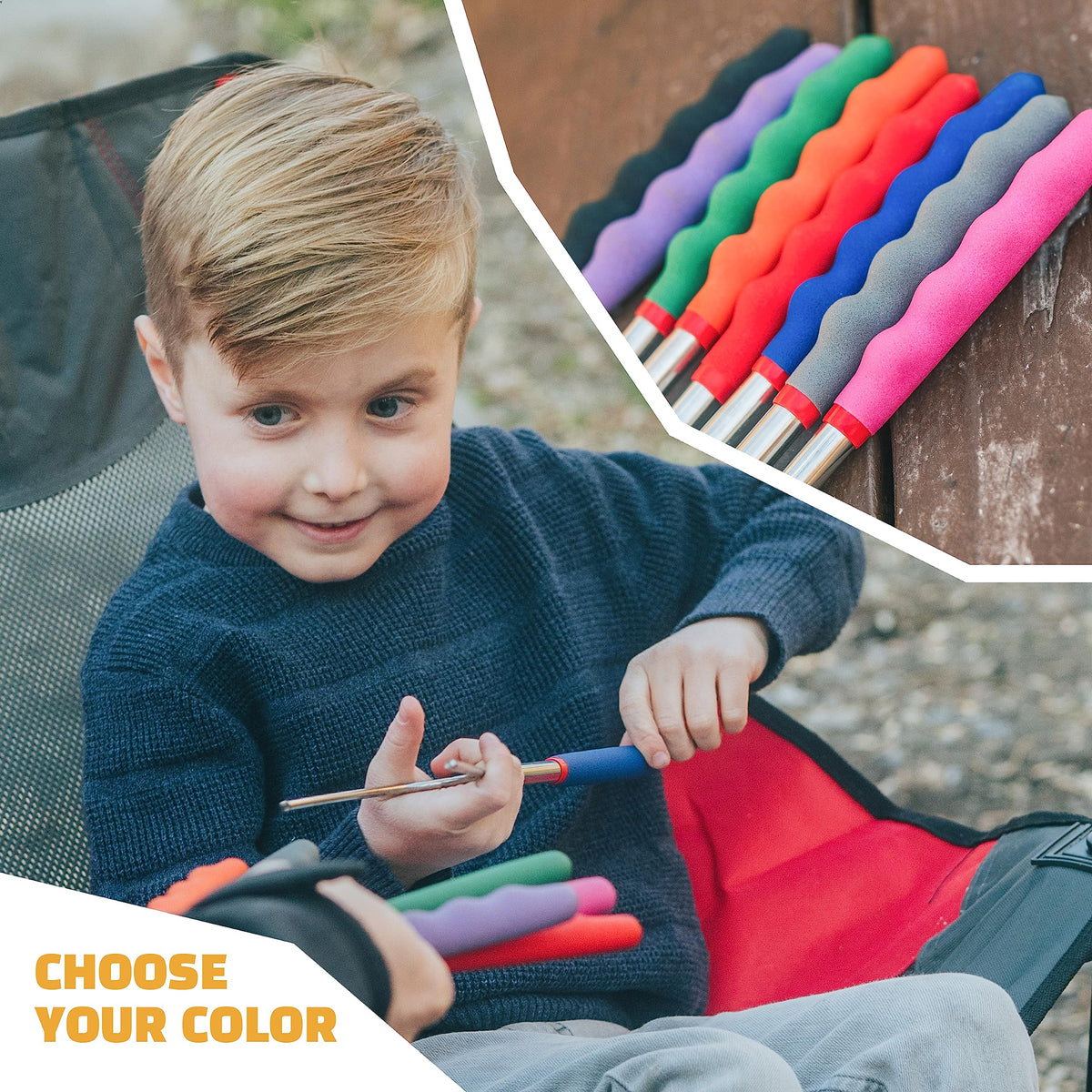 MalloMe sticks hold up to four marshmallows for group treats.