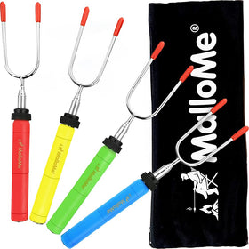 MalloMe rotating-handle smores sticks enable even roasting around campfire