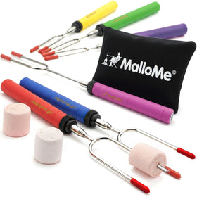 MalloMe Smores Sticks with rotating handle for even roasting and precise control